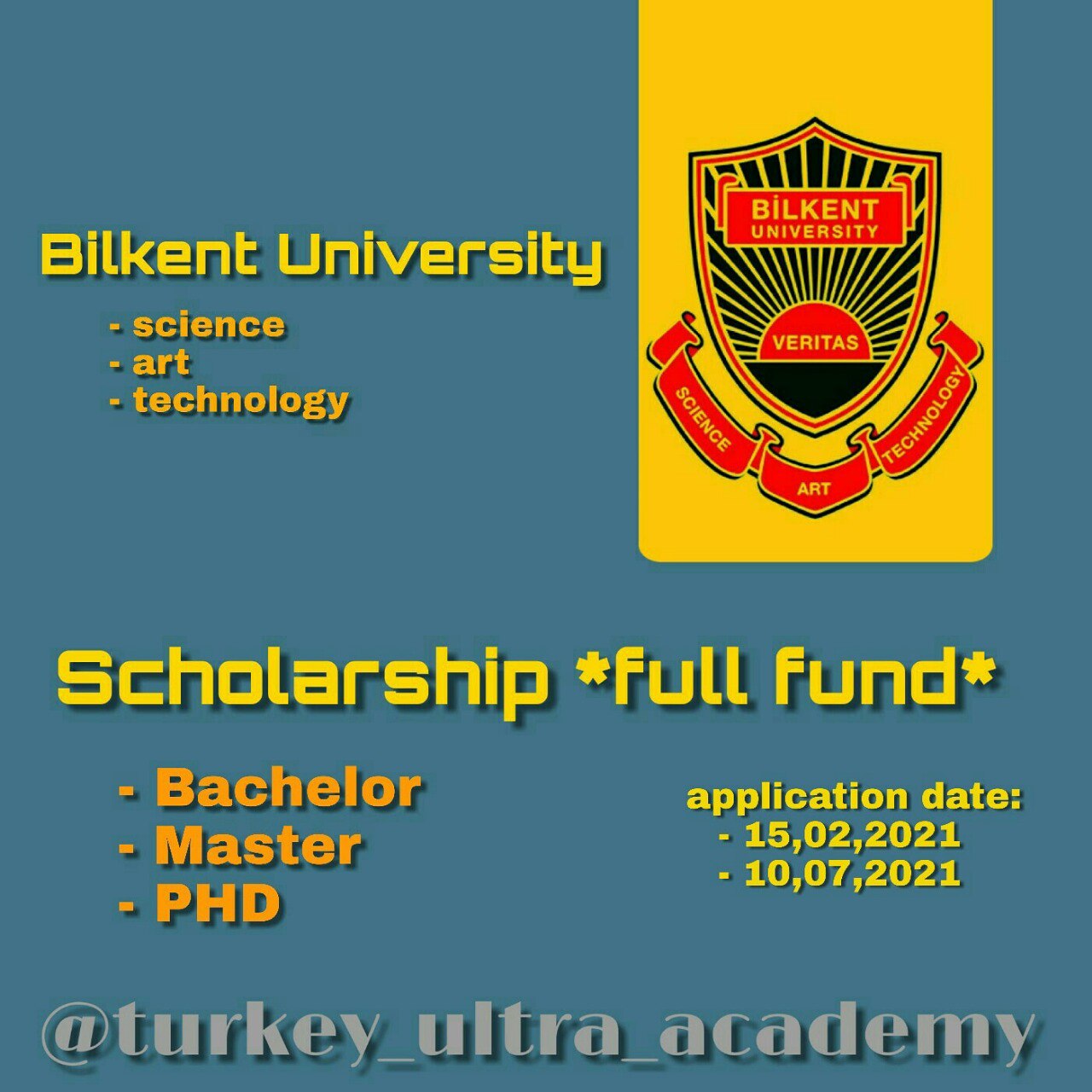 Türkiye Bilkent University full fund scholarship for foreign students in 2021